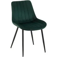 chaise de salle à manger avec pieds métal assise en velours vert