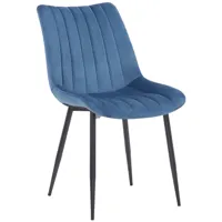 chaise de salle à manger avec pieds métal assise en velours bleu