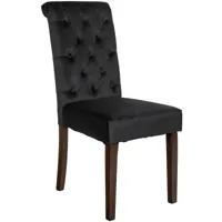 chaise salle à manger avec pieds en bois et assise en velours noir