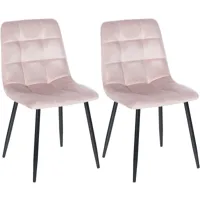 lot 2 chaises avec pieds en métal assise en velours rose