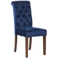 chaise salle à manger avec pieds en bois et assise en velours bleu