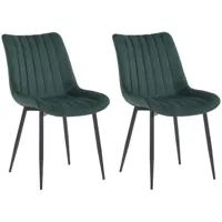 lot 2 chaises avec pieds métal et assise en velours vert