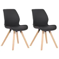 lot 2 chaises avec pieds en bois assise en similicuir noir