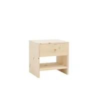 table de chevet en bois de sapin avec un tiroir naturel 40x40cm
