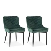 set de 2 chaises tapissées en velours vert