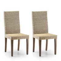 set de 2 chaises en rotin et bois marron
