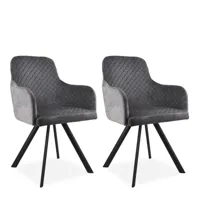 set de 2 fauteuils tapissés en velours gris