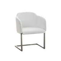 chaise cantileve avec pieds en métal et assise en similicuir blanc