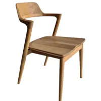 chaise naturel en bois de teck avec accoudoirs 77x56x49