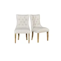 lot de 2 chaises capitonnées en tissu beige