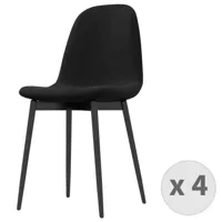 chaise velours noir et pieds métal lot de 4 chaises