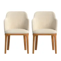 2 chaises avec tissu fabriqué à la main couleur beige