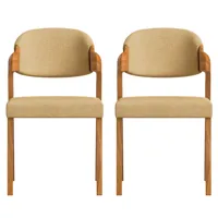 2 chaises en tissu recyclé fabriqué à la main couleur moutarde