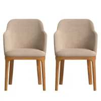2 chaises avec tissu fabriqué à la main couleur brun clair