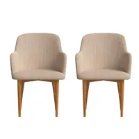 2 chaises avec tissu recyclé fabriqué à la main couleur brun clair