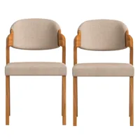 2 chaises en tissu recyclé fabriqué à la main couleur brun clair