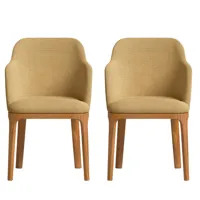2 chaises avec tissu fabriqué à la main couleur moutarde