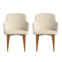 2 chaises avec tissu recyclé fabriqué à la main couleur beige