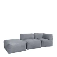 pouf modulable sofa velours côtelé (3 pcs) gris