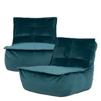 pouf modulable sofa velours, 2 pièces, vert canard