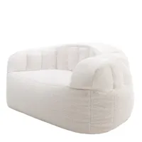 pouf fauteuil en molleton imitation peau de mouton xl crème