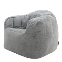 pouf fauteuil en velours finement côtelé gris