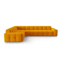 canapé d'angle gauche 6 places en tissu velours orange