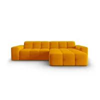 canapé d'angle droit 4 places en tissu velours orange