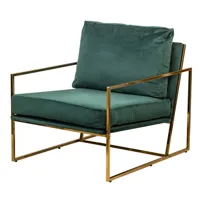 fauteuil retro en métal et velours vert