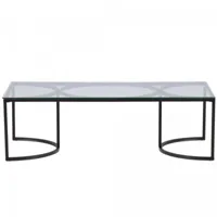 table basse moderne 140x70cm en verre et métal