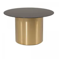 table basse ronde en or avec plateau en verre