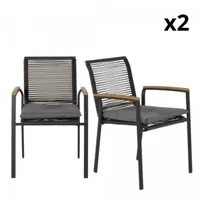 lot de 2 chaises de jardin modernes avec accoudoirs