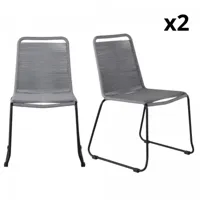 lot de 2 chaises de jardin assise en corde gris