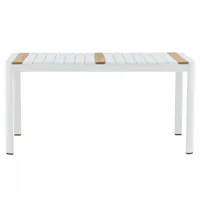 table de jardin 150x90cm en aluminium et teck blanc
