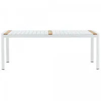 table de jardin 200x100cm en aluminium et bois blanc