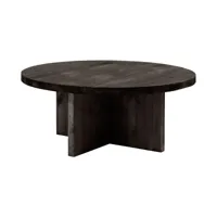 table basse ronde en bois de sapin noire ø80x33,2cm