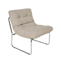fauteuil en tissu gris et pieds chromé