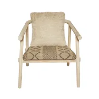 fauteuil en teck avec assise en tissu style ethnique