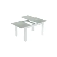 table à rallonge effet bois ciment, blanc 141x90 cm