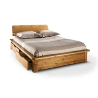 lit rangement en bois massif avec 2 tiroirs 140 x 190 cm