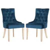 lot de 2 chaises de salle à manger en bois de bouleau, bleu marine