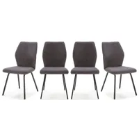 lot de 4 chaises en tissu gris foncé et simili cuir