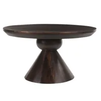 bombay-table basse ronde d80 cm, bois de manguier massif teinté noyer