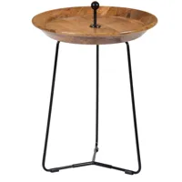 emma,table basse ronde d.45 cm en manguier massif et métal noir