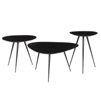 louane-set de 3 tables basses gigognes manguier teinté noir et métal