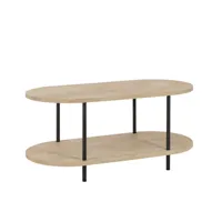 table basse en bois de manguier à double plateau et en métal