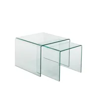tables basses carrées gigognes en verre l65