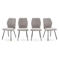 lot de 4 chaises en tissu gris clair et simili cuir