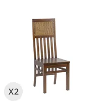 set de 2 chaises en bois marron