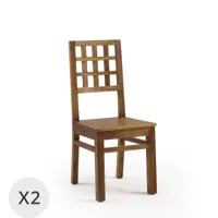 set de 2 chaises en bois marron